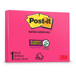 BLOCO REC. ADESIVO POST-IT 657 3M 76X102 ROSA NEON-0