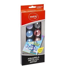AQUARELA METALICA ARTIST ESTOJO C/12 CORES + 1 PINCEL - MOLIN REF:18387-0