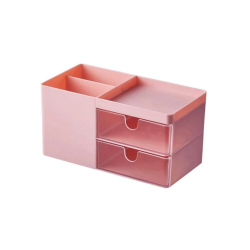 ORGANIZADOR 2 GAVETAS + 2 DIVISORIAS 17,5X9X9,2CM ROSA-0
