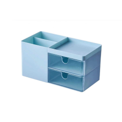 ORGANIZADOR 2 GAVETAS + 2 DIVISORIAS 17,5X9X9,2CM AZUL CLARO-0
