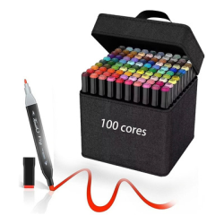 MARCADOR ARTISTICO ART MARKER 100 CORES C/ BOLSA - MAGIC KIDS-0