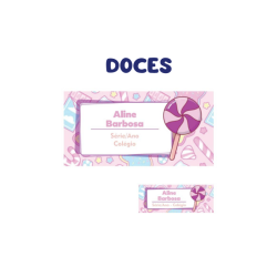 KIT ETIQUETA ESCOLAR VINIL DOCES - ( 108 UNI TAM. 8X4 E 18 UNI TAM. 4X1,5 CM )-0