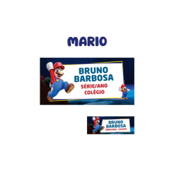 KIT ETIQUETA ESCOLAR VINIL SUPER MARIO - ( 108 UNI TAM. 8X4 E 18 UNI TAM. 4X1,5 CM )-0