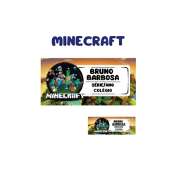 KIT ETIQUETA ESCOLAR VINIL MINECRAFT - ( 108 UNI TAM. 8X4 E 18 UNI TAM. 4X1,5 CM )-0