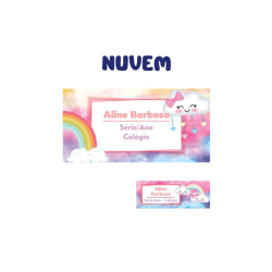 KIT ETIQUETA ESCOLAR VINIL NUVEM - ( 108 UNI TAM. 8X4 E 18 UNI TAM. 4X1,5 CM )-0