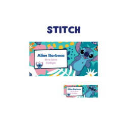 KIT ETIQUETA ESCOLAR VINIL STITCH - ( 108 UNI TAM. 8X4 E 18 UNI TAM. 4X1,5 CM )-0