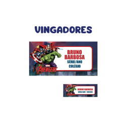 KIT ETIQUETA ESCOLAR VINIL VINGADORES - ( 108 UNI TAM. 8X4 E 18 UNI TAM. 4X1,5 CM )-0