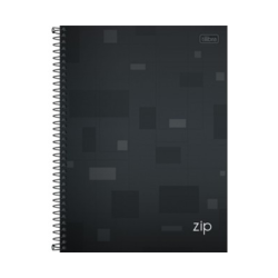 CADERNO C DURA 1 X 1 TILIBRA ZIP PRETO 80FLS-0