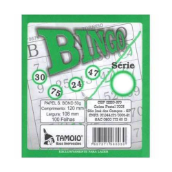 BLOCO BINGO TAMOIO COLOR VERDE C/100 FLS - REF:6033-0