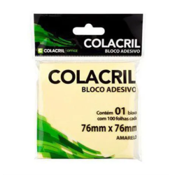 BLOCO ADESIVO POST-IT 76X76 MM 100FLS AMARELO - COLACRIL-0