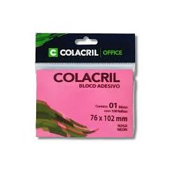 BLOCO ADESIVO POST-IT 76X102MM 100FLS ROSA NEON - COLACRIL-0